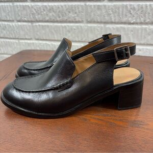 Madewell Black Leather Slingback Loafers